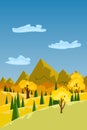 Autumn landscape with woodland and mountains Royalty Free Stock Photo