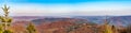 Autumn landscape woods on slopes. Mountain Village. Carpathians, Ukraine, Europe. View from high mountain on picturesque landscape Royalty Free Stock Photo