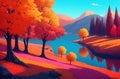Autumn landscapes.Generated with AI