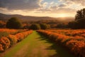 Autumn landscapes with pumpkins Incorporate a foreground element made with generative ai