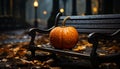 Autumn lantern glows, pumpkin decoration brings spooky Halloween vibes generative AI