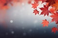 Autumn leaf bokeh background border design with copy space