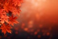 Autumn leaf bokeh background border design with copy space