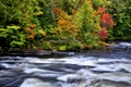 Autumn leaf colour with stream and flowing water in a public park Royalty Free Stock Photo