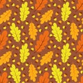 Autumn. oak leaves and acorns. seamless pattern. Royalty Free Stock Photo