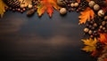 Autumn leaf falling, nature decoration on rustic wooden table generated by AI Royalty Free Stock Photo