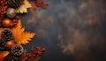 Autumn leaf falling, nature decoration on wood, yellow background generated by AI Royalty Free Stock Photo