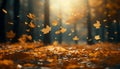 Autumn leaf falling, vibrant colors illuminate nature beauty generated by AI Royalty Free Stock Photo