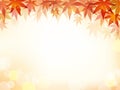 Autumn Maple Leaf Vector Frame On A Pastel-Colored Abstract Bokeh Background. Royalty Free Stock Photo