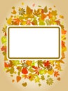 Autumn leaf frame with space for text Royalty Free Stock Photo