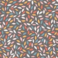 Autumn leaf pattern. Cosy vector nature seamless repeat of tossed leaves in Fall colours.