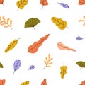 Autumn leaf pattern. Seamless botanical background design with repeating foliage print. Fallen leaves endless texture Royalty Free Stock Photo