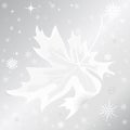 Autumn leaf and snowflake on silver background Royalty Free Stock Photo