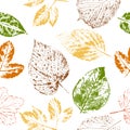 Autumn leaf stamps seamless pattern