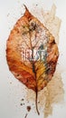Autumn leaf in watercolor style, AI generative, word Herbst means Autumn in German language