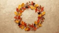 Autumn leaf wreath geometric pattern leaves Royalty Free Stock Photo