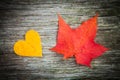 Autumn leafs and heart Royalty Free Stock Photo