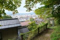 Autumn leaves along Higashiyama Walking Course in Takayama Royalty Free Stock Photo