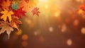 autumn leaves background, Fall abstract autumnal background with colorful leaves and sun flares, Royalty Free Stock Photo