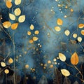 Autumn leaves background in gold and blue color artistic view Royalty Free Stock Photo