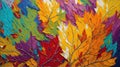 autumn leaves background in oil and water painitng