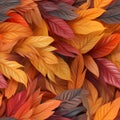 autumn leaves background with orange red yellow and green leaves Royalty Free Stock Photo