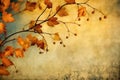 Autumn leaves background in vintage style. Chemigram and photogram image created using Generative AI technology.