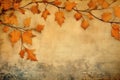 Autumn leaves background in vintage style. Chemigram and photogram image created using Generative AI technology.