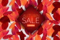 Autumn leaves background wallpaper. Fall season concept with a banner for text over it. Sale design template. Royalty Free Stock Photo