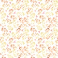 Autumn leaves and birds. Watercolor seamless pattern on white background Royalty Free Stock Photo