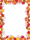 Autumn leaves border isolated on white background.