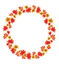 Autumn leaves border isolated on white background.