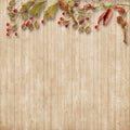 Autumn leaves border on vintage wooden background Royalty Free Stock Photo