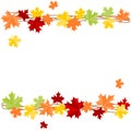 Autumn leaves border on white background Royalty Free Stock Photo