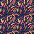 Autumn leaves on branches seamless pattern Royalty Free Stock Photo