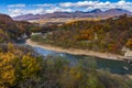Autumn Leaves and Chikuma River Royalty Free Stock Photo