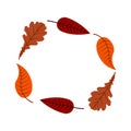 Autumn leaves of different trees in the form of a circle colorful illustration Royalty Free Stock Photo