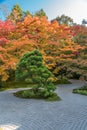 Tenjuan Temple raked gravel Rock Garden. Subtemple of Nanzenji. Located in Higashiyama, Kyoto, Japan.