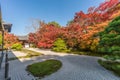 Tenjuan Temple raked gravel Rock Garden. Subtemple of Nanzenji. Located in Higashiyama, Kyoto, Japan.