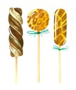 Lollipops and marshmallow hand drawn illustrations set.