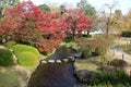 Autumn leaves in Flatly Landscaped Garden in Koko-en Garden, Himeji, Japan