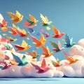 autumn leaves flying falling like brids isolated - ai generated Royalty Free Stock Photo