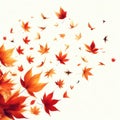 autumn leaves flying falling like brids isolated - ai generated Royalty Free Stock Photo