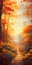 Autumn Leaves In The Forest: A Concept Art Painting With Vibrant Colors