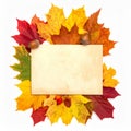 Autumn Leaves Frame with Blank Notecard Royalty Free Stock Photo