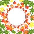 Autumn leaves frame Fall Autumn Colorful Leaves Background. Vector.