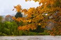 Autumn Leaves Frame River landscape Royalty Free Stock Photo