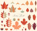 Autumn leaves and fruits in papercut design