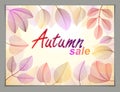 Autumn leaves horizontal background, nature fall template for design banner, ticket, leaflet, card, poster with red and yellow Royalty Free Stock Photo