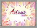 Autumn leaves horizontal background, nature fall template for design banner, ticket, leaflet, card, poster with red and yellow Royalty Free Stock Photo